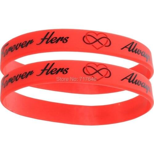 300pcs Always and Forever His and Hers Valentines Day wristband silicone bracelets free shipping by FEDEX A