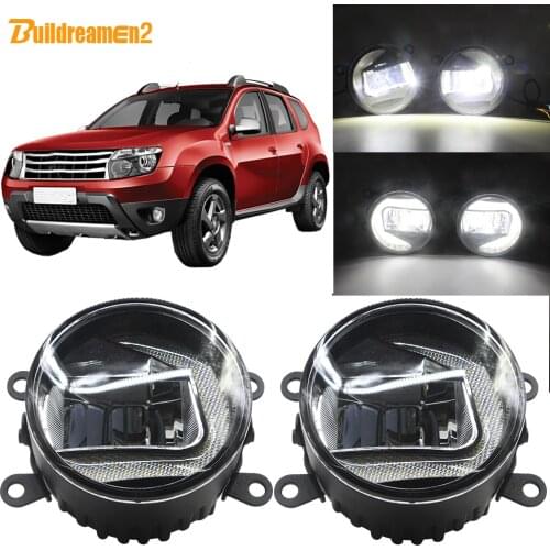 Buildreamen2 Car 2in1 Function LED Projector Fog Light + Daytime Running Lamp DRL White 12V For Renault Duster 2012-2015