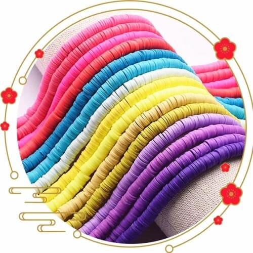 16Inch About 400-450pcs 6mm Flat Round Polymer Clay Beads Chip Disk Loose Spacer Handmade Beads For DIY Jewelry Making Bracelet