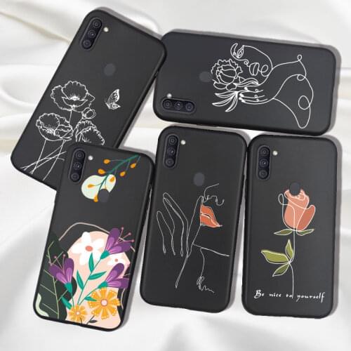 For Samsung Galaxy A10 A11 A10E A20 A30 A20E A21 M11 Case A 10 11 Phone Cover Art Line Woman Face Silicone TPU Case Bumper