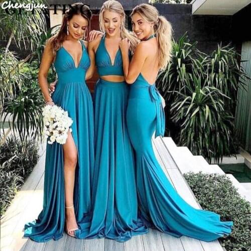 Chengjun Collection V Neck Blue Multiway Infinity Bridesmaid Dress