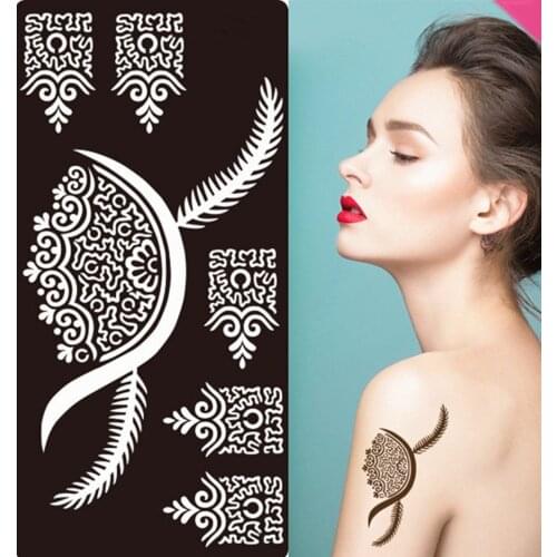 Glitter Tattoo Stencils Flower Tattoo Stencil Template Mehndi Henna Art Airbrush Painting for women