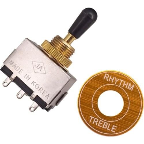 Sealed 3 Way Pickup Selector Toggle Switch with Rhythm Treble Washer Golden for Electric Guitar