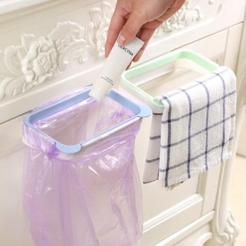 Kitchen Organizer HangingTrash Rack Cabinet Door Style Storage Rack Garbage Bag Holder Cupboard Cabinet Tailgate Stand Racks