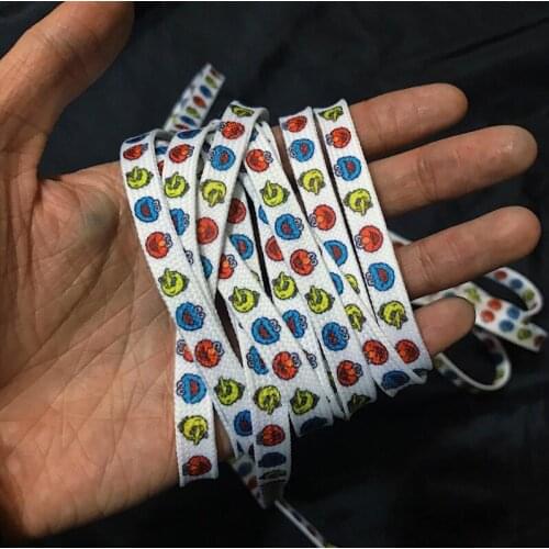 Fashion 47'' Smiling Face Print Shoelace Polyester Flat Casual Shoelace Opp Bag Packing