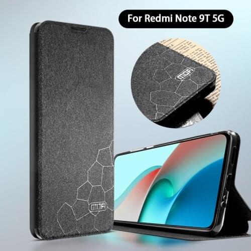 MOFI For Redmi Note 9T 5G Flip Case Phone Holder Cover For Xiaomi Redmi Note 9T 5G Case Silicone Flip PU Leather Full Protection