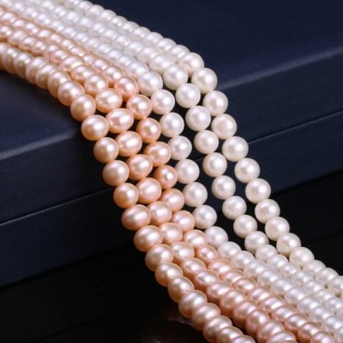 Natural Freshwater Cultured Pearls Beads Round 100% Natural Pearls for Jewelry Making Necklace Bracelet 14 Inches Size 7-8mm