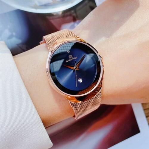 NAVIFORCE Women Wristwatch Stainless-Steel Clock Dress Mesh Quartz Girl Fashion Lady Watches Top Luxury Brand Casual Watch 2020