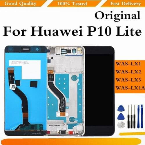 Original LCD For Huawei P10 Lite LCD Display Touch Screen Digitizer Assembly For Huawei P10 Lite WAS-LX1 Display With Frame LX2