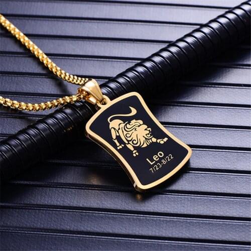 Leo 12 Constellations Necklace For Men/Women Birthday Gifts Drop Ship Stainless Steel Gold Scorpio Pendant Zodiac Sign Jewelry