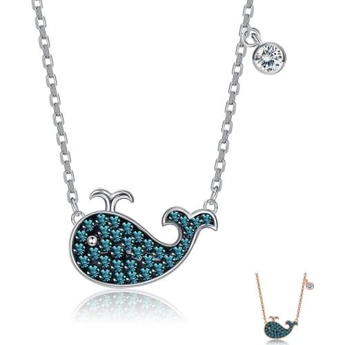 SILVERHOO 925 Sterling Silver Pendant Necklace For Women The Exquisite Zircon With Porpoises Necklaces Party Fine Jewelry New