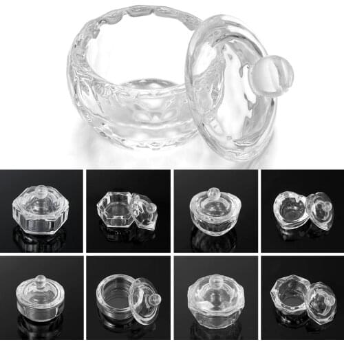 1PC Transprent Acylic Crystal Glass Nail Crystal Cup With Lid Bowl Holder Multi-styles Nail Dappen Dish Nail Art Accessory Tools