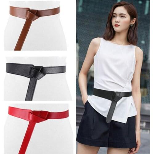 Design knot cowskin belts for women soft real leather knotted strap belt longe dress accessories lady waistbands ceinture femme