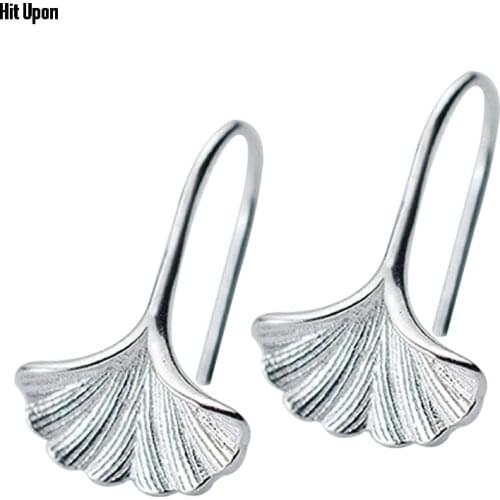 Ginkgo leaf earrings female fashion sweet literary leaf short temperament ear hook jewelry