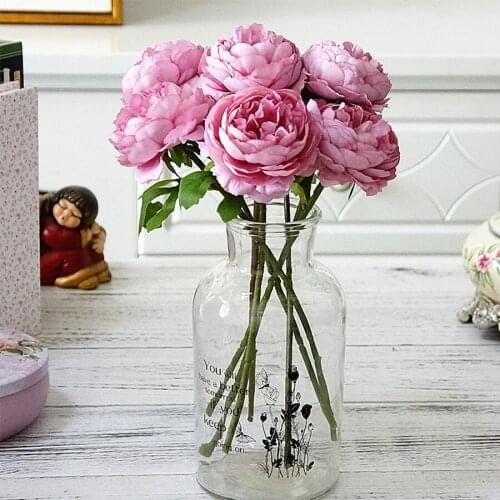 Silk roses white artificial flowers peony for home decoration pink peony fake flowers DIY wedding decor wall high quality flores