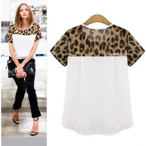 MwWiiWwM 2018 Summer Style Women Clothing Leopard Chiffon Blouse Blusas Femininas Shirt Camisas Roupas Femininas Women Tops