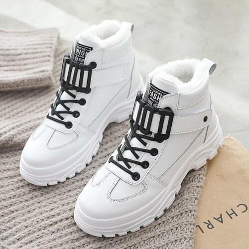 2021 New Fashion Casual Shoes Winter Boots Woman Waterproof Warm Platform Ankle Boot Chunky Sneakers White Black