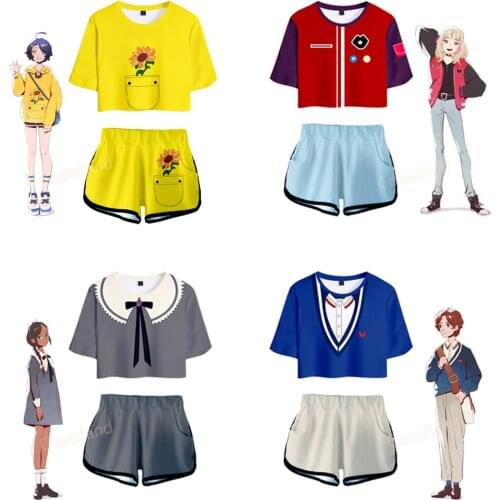 Anime Wonder Egg Priority Ohto Ai Crop Top Kawai Rika Tee Shorts Aonuma Neiru Momoe Sawaki Summer Women Girls Street Wear