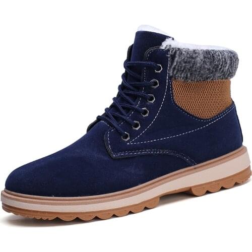 Winter Mens Hiking Boots Couple Snow Boots Plus Velvet Warm Side Zipper Outdoor Casual Short Boots Resistance Men Cotton Shoes