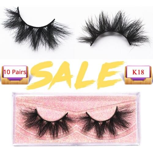 10 pairs K18 Mink Lashes Dramatic Mink False Eyelashes Bold Thick 3D Mink Lashes Flare Shape Eye Lashes 18mm Mink Lashes Makeup