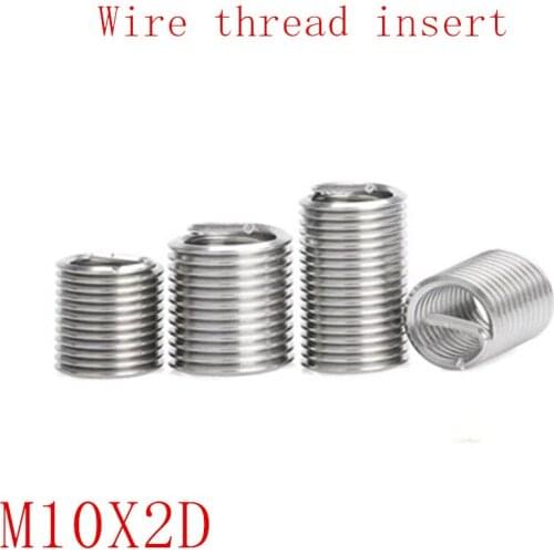 10Pcs M10*2D Stainless Steel Coiled Wire Helical Screw Thread Inserts M10 Screw Bushing self tapping thread repair tool