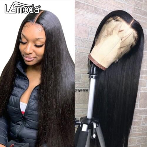 13x6 HD Transparent Lace Wig 28Inch Straight Lace Front Human Hair Wigs Lemoda Remy Straight Lace Frontal Wig 220% Density