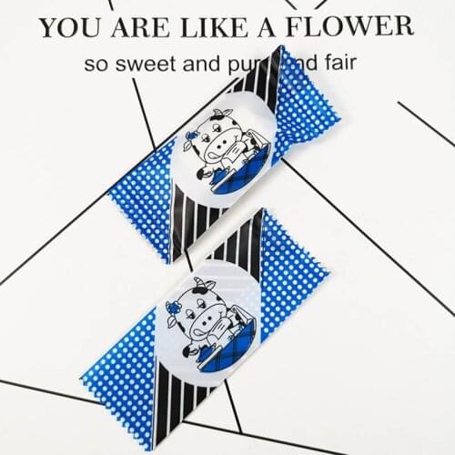 200pcs/lot Nougat Packaging Bag Blue Dot Twill Milk Cow Candy Bags Homemade Cookies Peanut Candy Wrappers Colorful Plastic Wrap