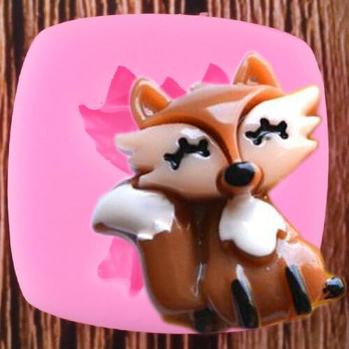 3D Cute Fox Silicone Molds Animals Cupcake Topper Fondant Mould Baby Birthday Cake Decorating Tools Chocolate Candy Clay Moulds