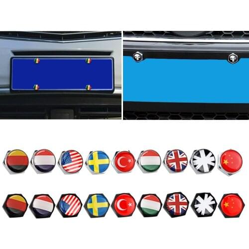 4Pcs/Set Car Styling Car License Plate Frame Screws Bolts National Flag Emblem for Chevrolet Cruze Cadillac Escalade Audi A3 A4