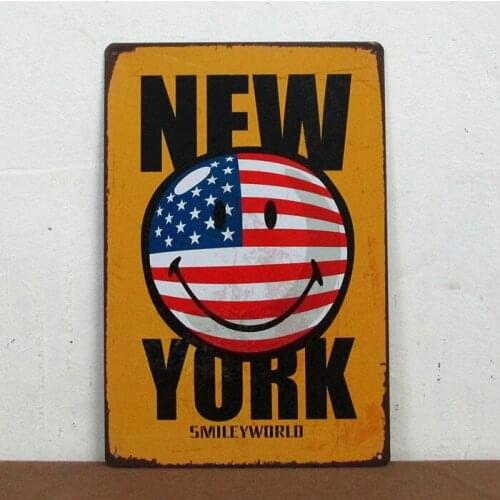 50pcs/lot Metal Sign shabby chic NewYork Smile Plaque Christams Gift iron Painting Poster bedroom sets Craft Decor N-258 Mix ord