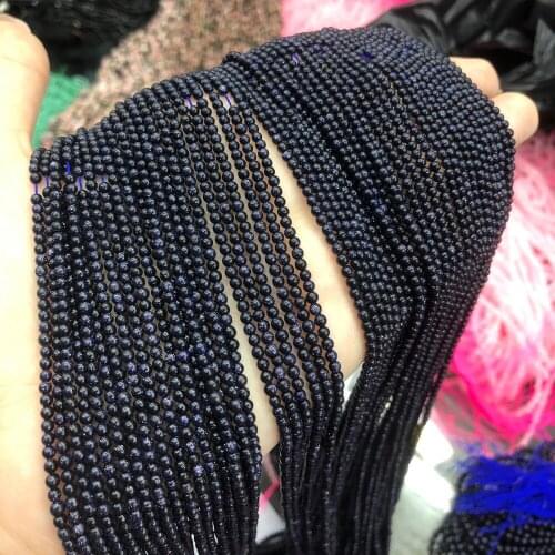 Natural Stone Bead Small Round Beads Blue Sand Stone For Jewelry Making DIY Necklace Bracelet Earrings Accessory