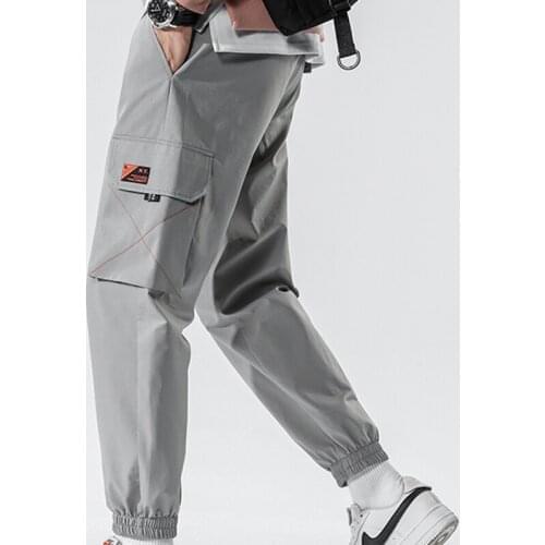 2021 Hip Hop Joggers Men Cargo Pants Solid Color Streetwear Casual Pockets Track Pants Male Fashion Ribbons Harem Trousers