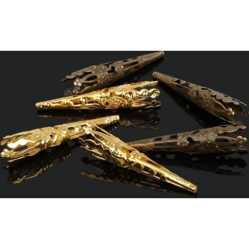 Hot sale 50pcs/lot High Quality DIY 3colors Plated Hollow Flower Metal Charms Bead Caps for Jewelry Making 40mm