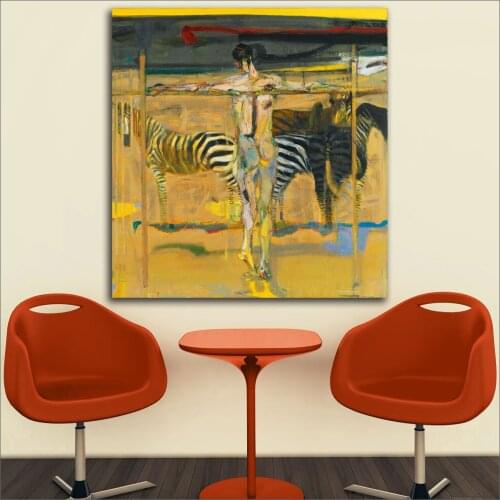 Large size Printing Oil Painting See zebra eating grass wall art canvas prints pictures for living room and bedroom No Frame
