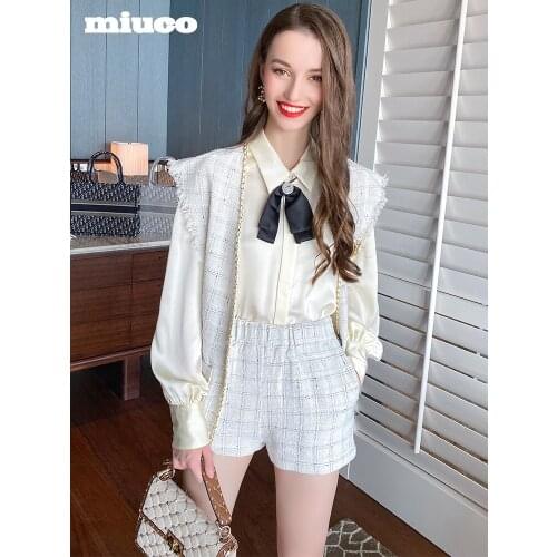 Tweed button tassel loose vest+High Waist Shorts suit 2021 High Quality Top Quality