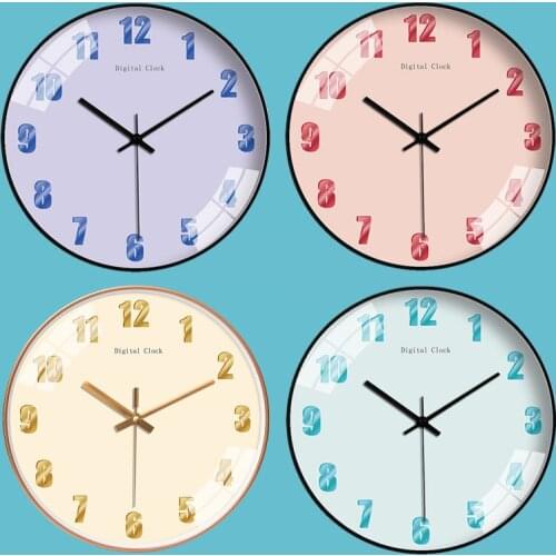 Colorful Simple Creative Wall Clock Modern Design Classic Living Room Wall Watch Nordic Bedroom Quiet Hanging on The Wall AA50ZB