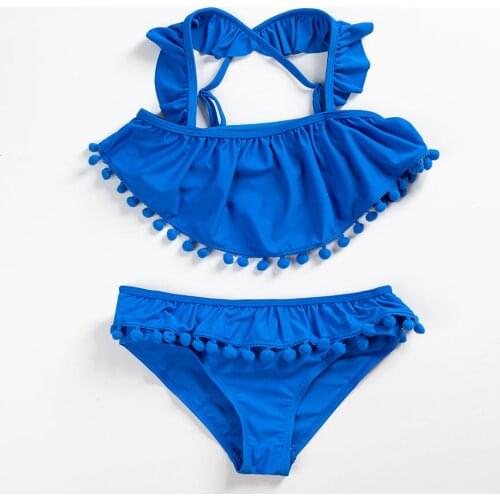 2020 Girls Swimwear Ruffle Style Two-pieces Bathing Suits 4-13Years Children Swimwear Beachwear Girls Tankini 1061