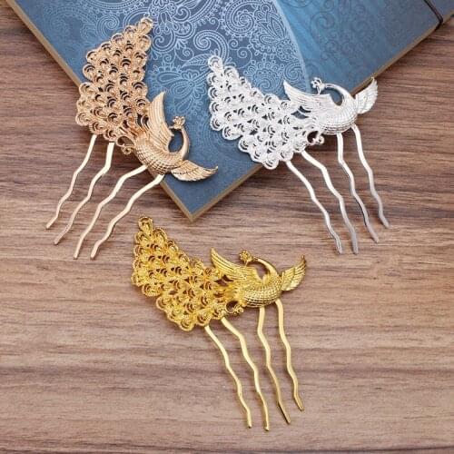 5 Pieces/Lot Metal Phoenix Hair Comb Inserted Comb Decorative Headwear Diy Hair Accessories For Women