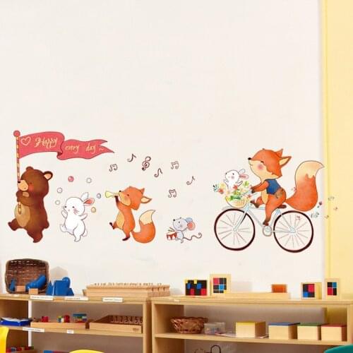 Cute cartoon animal wall stickers baby room wall decoration paper kindergarten layout wall painting for kids decal bedroom decor
