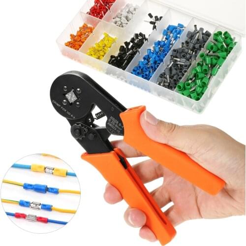 Multifunctional Professional Cable Wire Crimper Crimping Pliers Tool Ferrule Crimpers 0.25-6.0mm² + 800Pcs Copper Insulated Cord