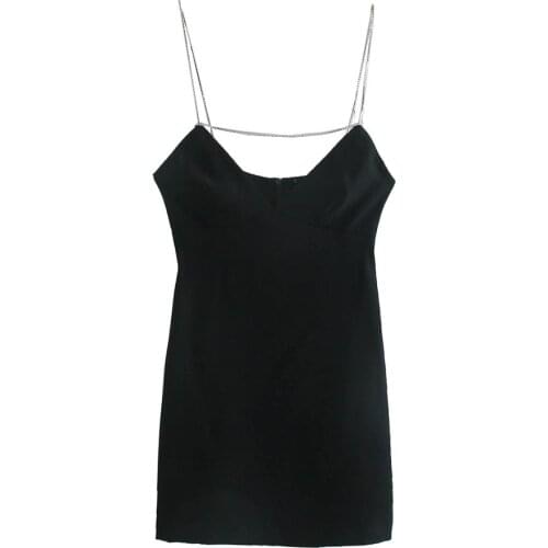 Dave&Di Ins Fashion Blogger Vintage diamond Spaghetti Black Vestidos De Fiesta De Noche Party Sexy Mini Dress Women Vestidos