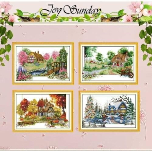 Four seasons Pattern Counted Cross Stitch 11CT 14CT Cross Stitch Set Wholesale Cross-stitch Kit Embroidery Needlework