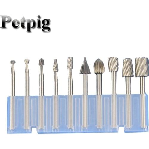 10Pcs Tungsten Carbide Rotary Tool Burr Die Grinder Shank Drill Carving Bit Abrasive Tools Electric Grinding Accessories Set