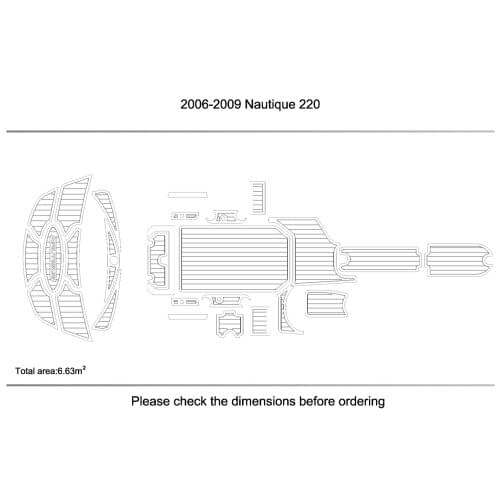 2006-2009 Nautique 220 Cockpit Swim Platform Pads 1/4" 6mm EVA Teak Decking