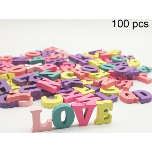 NEW 100pcs 15mm Colorful Wooden Letter Flat back Cabochon Decoration Handicraft For scrapbook Card making Cute DIY Accessories