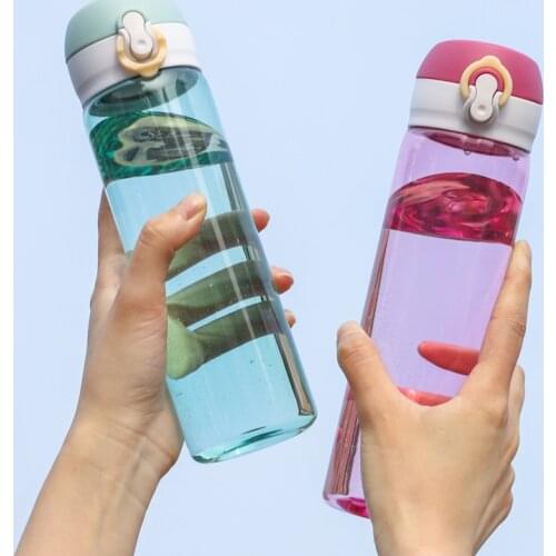 New 550ml Clear Plastic Water Bottle Bouncing Lid Drinking Bottles Outdoor Sports Travel Leakproof Drinking Drinkware Cups