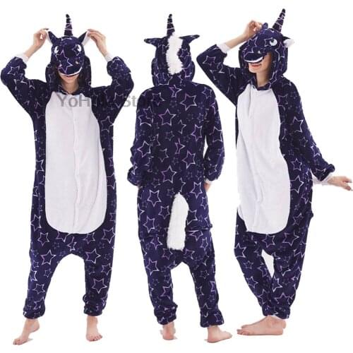 Adults Animal Onesies Stitch Pajamas Sets Sleepwear Women Men Winter Unisex Unicornio Costumes Cartoon Flannel Unicorn Pajamas