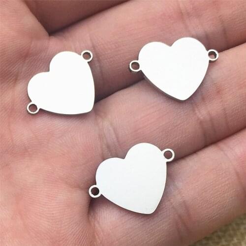 Love True Peach Heart Jewelry Good Stainless Steel Pendant Handmake Jewelry Design 5pcs connector Body Jewelry Making Findings
