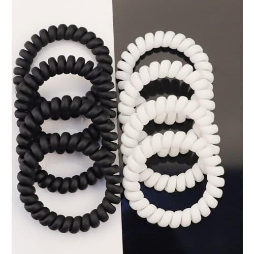 2021 4Pcs/Lot New Matte White Black Telephone Cord Women Elastic Hair Rubber Bands Girls Tie Gum Ponytail Accessories Headear