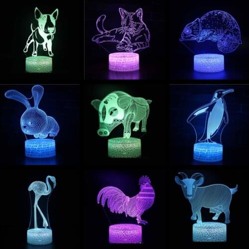Cats Dogs And Rabbits Christmas 3d Lights Childrens Room Decoration 3d Nightlight Lovely Cartoon Childrens Toys 3d lamp